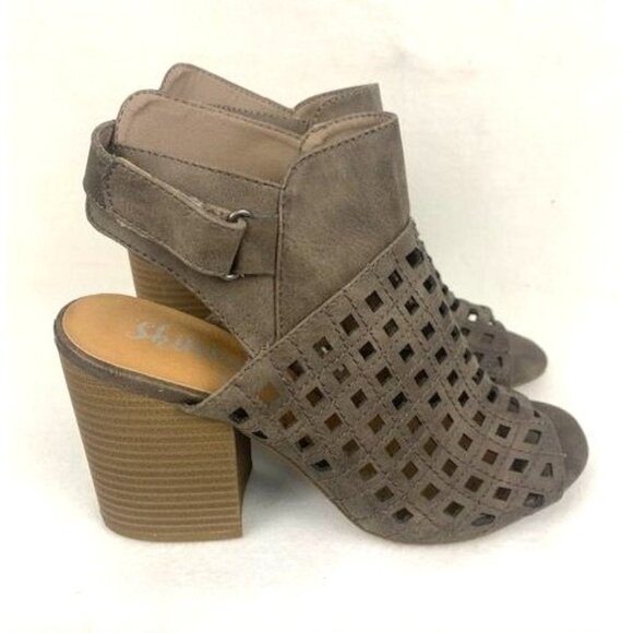 Women's Shimmer by EDL Mercedes Taupe Open-Toe Block Heel Size 9m - Picture 4 of 9